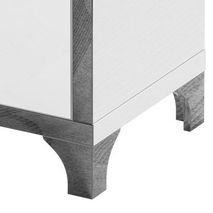 High Gloss Mirrored Nightstand with 2 Drawers,Modern End Table with Drawers,Mirrored High Gloss Wood Nightstand Metal Handle Bedside End Table for Bedroom, Dorm,Living Room,White