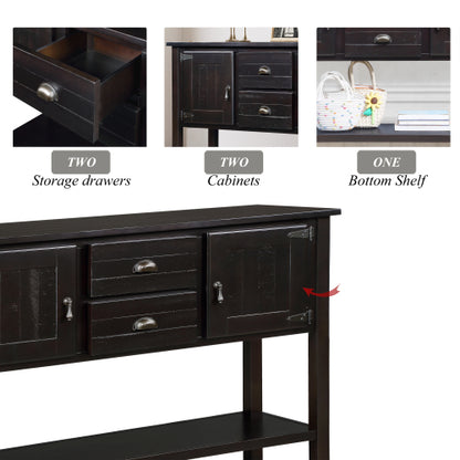 48 Inch Solid Wood Sideboard Buffet Cabinet with Drawers & Shelves Espresso