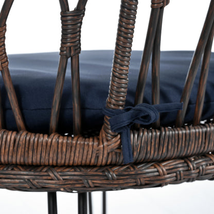 U_STYLE Outdoor Leisure Set, 2 Rattan Single Chairs with A Glass Round Table, Perfectly Suited for Patios, Balconies, and Courtyards