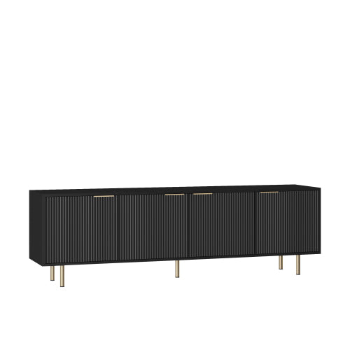 Black Fluted 68 Inch Modern TV Console, Storage Media Cabinet for TVs Up to 55 Inch
