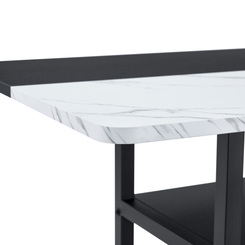 71-Inch Modern Two-Tone Dining Table with Storage Shelf for 6-8