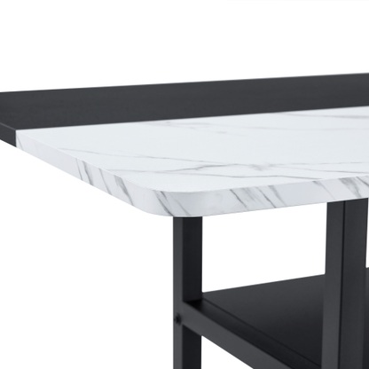 71-Inch Modern Two-Tone Dining Table with Storage Shelf for 6-8