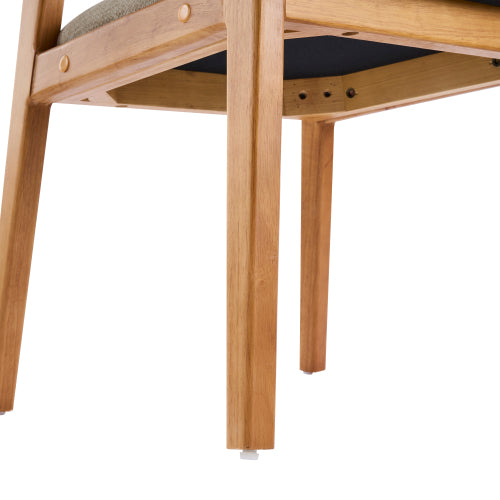 Set of 2 Oatmeal Chenille Dining Armchairs with Bent Wood Frame, Upholstered Dining Chairs