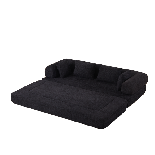 78.9 inch  Convertible Chenille Sleeper Sofa, Removable Armrest, DIY Customizable