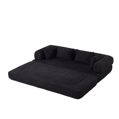 78.9 inch  Convertible Chenille Sleeper Sofa, Removable Armrest, DIY Customizable