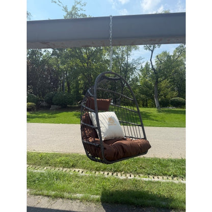 Outdoor garden rattan egg swing chair hanging chair PE hanging chair brown