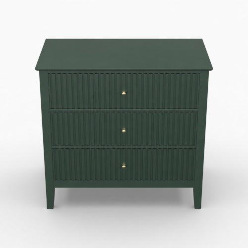 32inch Green Fluted 3-Drawer Nightstand