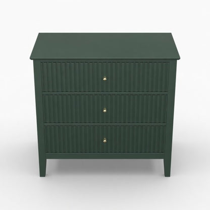 32inch Green Fluted 3-Drawer Nightstand