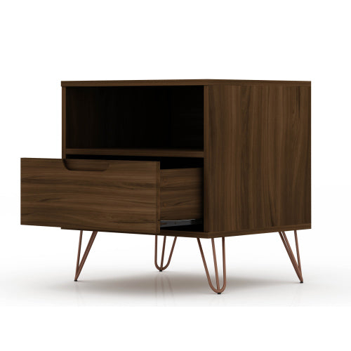 Chestnut Brown Mid-Century Modern Nightstand