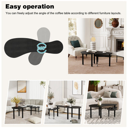 360° Rotatable Coffee Table, Oak Veneer, Multi-Color