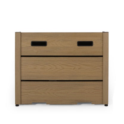 Outdoor 31" WPC Base Square Propane Fire Pit - 40,000 BTU, Brown