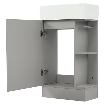 18.6" Bathroom Vanity with Sink, Bathroom Vanity Cabinet with Two-tier Shelf, Left or Right Orientation, Grey (Old Sku:WF308491AAE)