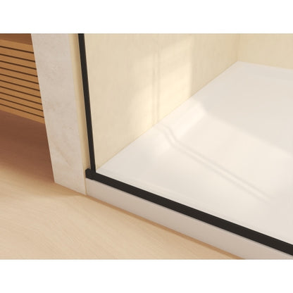 Frameless Double Sliding Shower Door 56-60 "W x 74" H, 5/16 "(8mm) Tempered Glass, Explosion Proof Film, Stainless Steel Handle, Square Tube Track, Matte Black