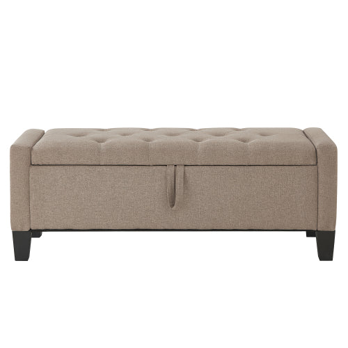 Ottoman with Storage, Storage Ottoman Bench with Safety Hinge 350 lbs Weight, Upholstered Entryway Bench with Seating for Bedroom, Living Room - LINEN