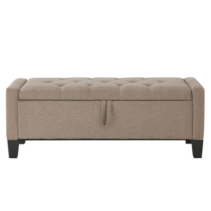 Ottoman with Storage, Storage Ottoman Bench with Safety Hinge 350 lbs Weight, Upholstered Entryway Bench with Seating for Bedroom, Living Room - LINEN