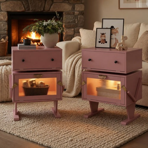 Pink Robot LED Nightstand