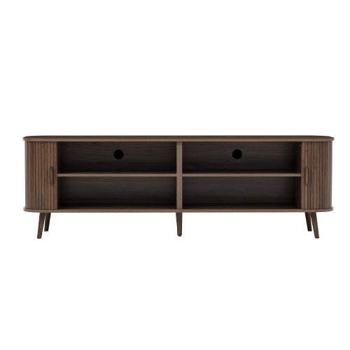 70 inch Modern TV Stand for TVs Up to 80 inch, Wood Grain Media Console with Solid Wood Legs