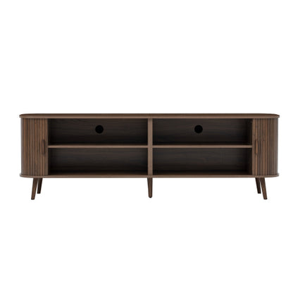 70 inch Modern TV Stand for TVs Up to 80 inch, Wood Grain Media Console with Solid Wood Legs