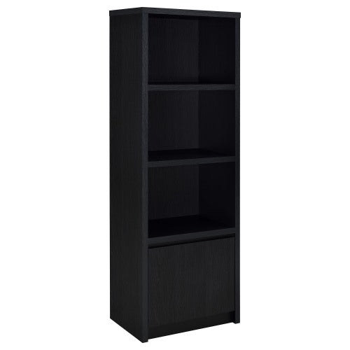 Black 3-Tier Vertical Media Tower Storage Pier with Bottom Cabinet