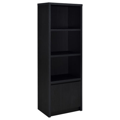 Black 3-Tier Vertical Media Tower Storage Pier with Bottom Cabinet