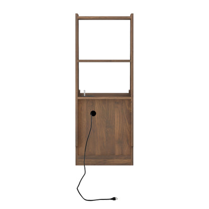 Nightstands Set of 2, with Charging Station, Smart Nightstand with Night Light, Modern Night Stand with Bookshelf, Bedside Tables with Storage Cabinet for Bedroom, Wood