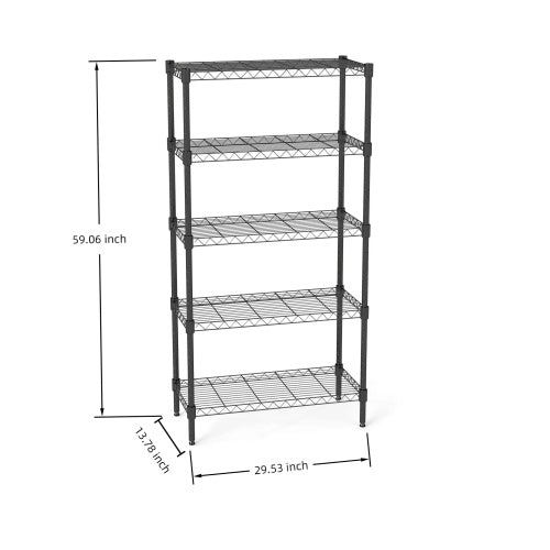 5-Tier Heavy Duty Metal Wire Shelving Rack with Adjustable Shelves