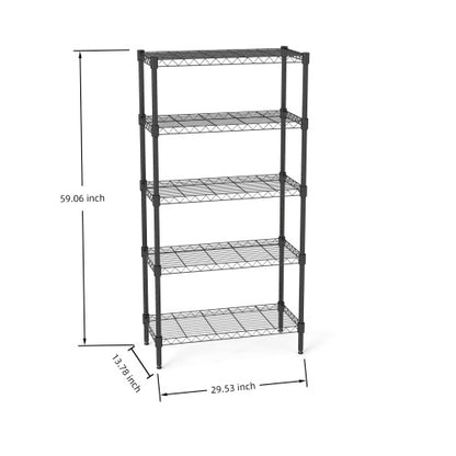 5-Tier Heavy Duty Metal Wire Shelving Rack with Adjustable Shelves