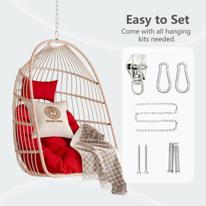 Outdoor garden rattan egg swing chair hanging chair PE hanging chair red