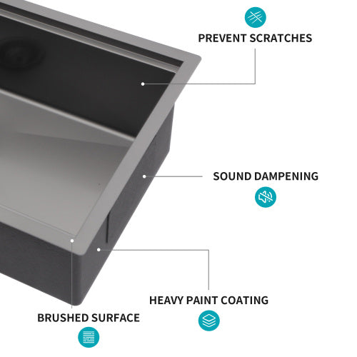 Gunmetal Black Workstation Kitchen Sink - 30"x 18"x 10" Single Bowl Workstation Undermount Kitchen Sink 16 Gauge Stainless Steel