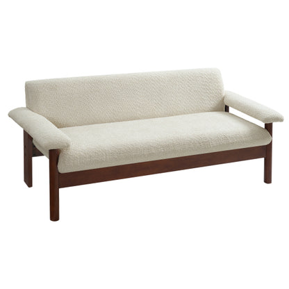 72.8 Inch Beige Modern 2-Seater Loveseat Sofa w/Armrest Pillars Berber-Fleece Rubberwood Frame for Small-Space Living-Room