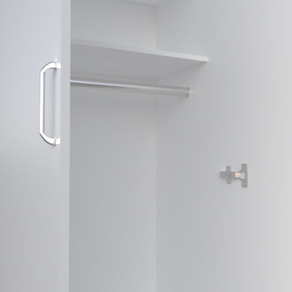 Armoire with 2 Doors and Hanging Rod, White