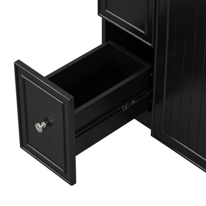 24-Inch Bathroom Vanity Cabinet with Ceramic Sink, 2 Drawers, 1 Door