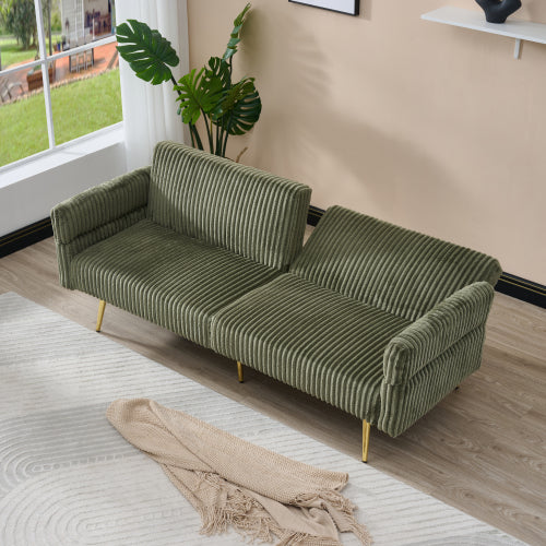 79 inch  Foldable Corduroy Sofa Bed with Adjustable Folding Armrests