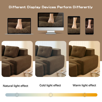 82 inch  Brown Corduroy L-Shape Modular Sectional Sofa, No Assembly Required
