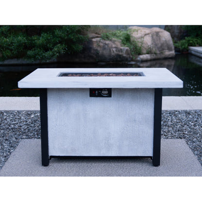 44" W x 25" H Outdoor Patio Propane Gas Fire Pit Table - 50,000 BTU High-temperature-resistant carving process for environmentally friendly materials with the effect of charcoal grain
