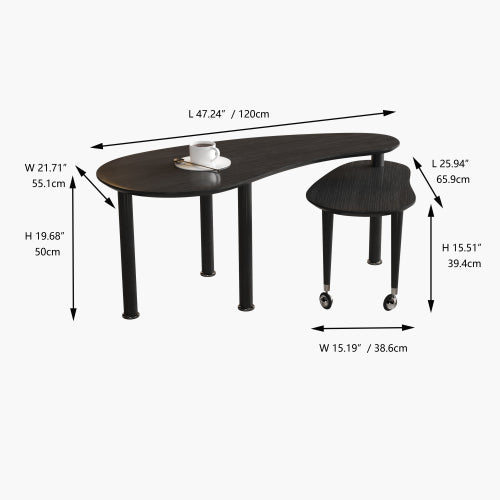 360° Rotatable Coffee Table, Oak Veneer, Multi-Color
