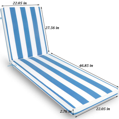 2PCS Set Outdoor Lounge Chair Cushion Replacement Patio Funiture Seat Cushion Chaise Lounge Cushion-Blue/white
