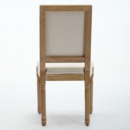 Set of 2 Beige French Louis Solid Wood Dining Chairs, Carved Frame Rattan Back 300 LBS Capacity