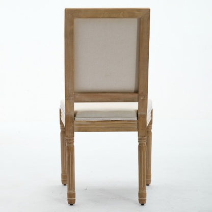 Set of 2 Beige French Louis Solid Wood Dining Chairs, Carved Frame Rattan Back 300 LBS Capacity