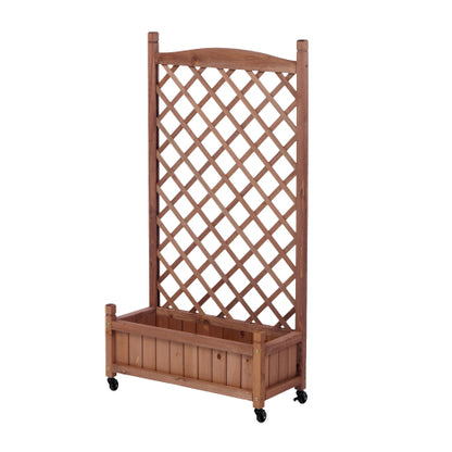 Raised Garden Bed with Trellis 2 Pack, Outdoor Wooden Planter Box Plant Stand with Climbing Racks