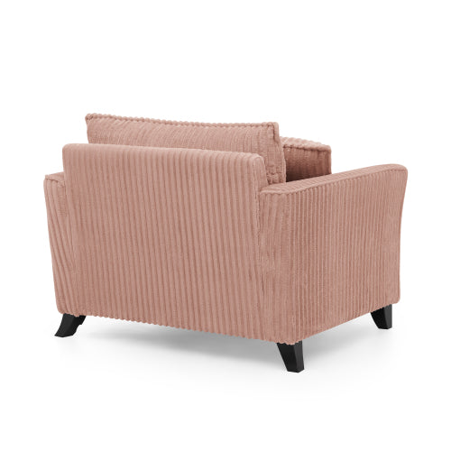 Pink Corduroy Tufted Single Lazy Sofa Chair with Armrests for Living-Room Bedroom Corners Windowsills