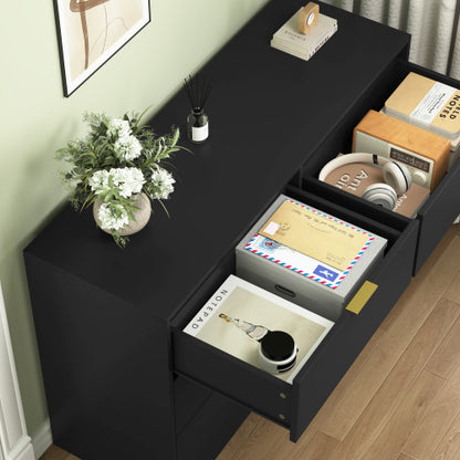 Simply Modern 6-Drawer Dresser, Chest of Drawers for Bedroom, Living Room, Hallway, and Entryway - Large Storage Cabinet Black