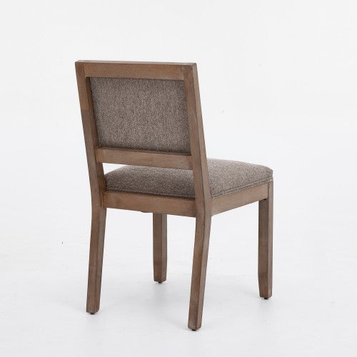 2-Piece Farmhouse Fabric Upholstered Dining Chairs, Mid-Century Solid Hardwood Side Chairs, Cushioned Coffee Chairs for Kitchen & Breakfast Nook