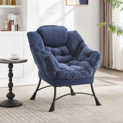 Lazy Chair with Ottoman, Modern Lounge Accent Chair with Armrests and a Side Pocket