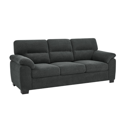 Dark Gray 3-Seater Textured Fabric Minimalist Living Room Sofa