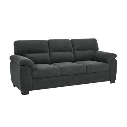 Dark Gray 3-Seater Textured Fabric Minimalist Living Room Sofa