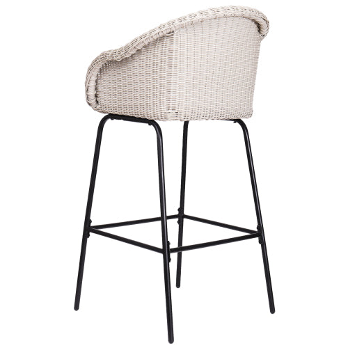 Ladd Outdoor Metal Wicker Barstool, Light Gray Faux Wicker, Set of 2