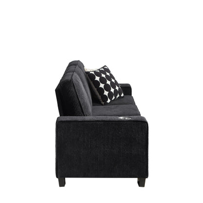 83.86 inch  Black Corduroy 3-Seater Compressed Living Room Sofa