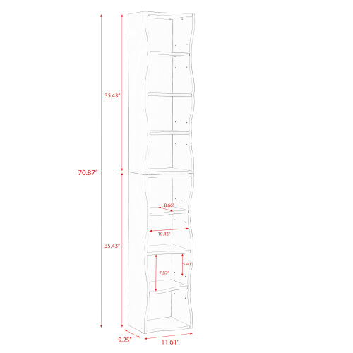 Ultra-Thin 8-Layer Wavy Border Bookshelf Detachable Combined Adjustable Shelf Home Office Storage Rack