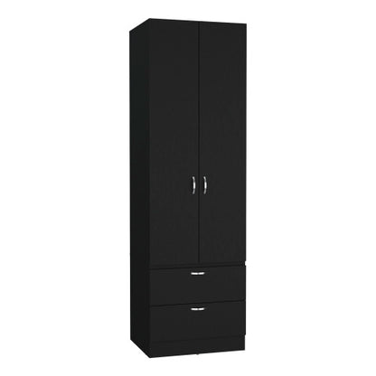76" High Armoire Wardrove Closet with 2 Drawers, Double Door Cabinet , One Shelf and Hanging Rod, Bedroom Clothes Storage Cabinet Organizer
